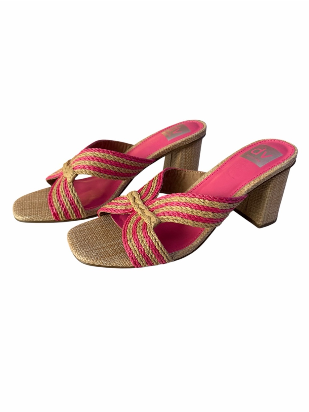 DV by Dolce Vita Haady Raffia Sandals in pink and tan | Size 8.5